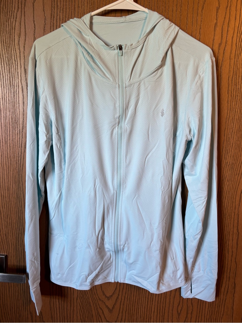UPF 50 Light Blue Women's Hooded Zip Shirt Jacket - 3X